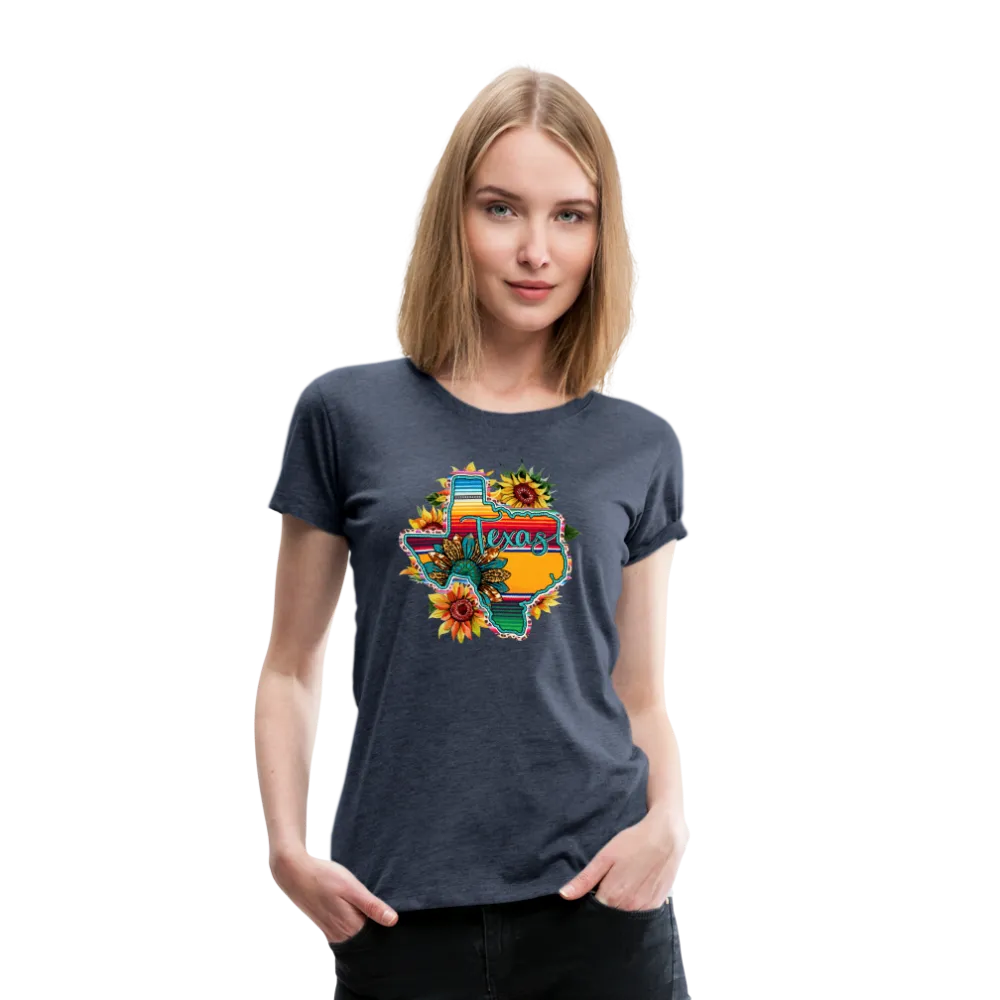 Texan Sunset Blooms: Women's Premium Vibrant Graphic T-Shirt