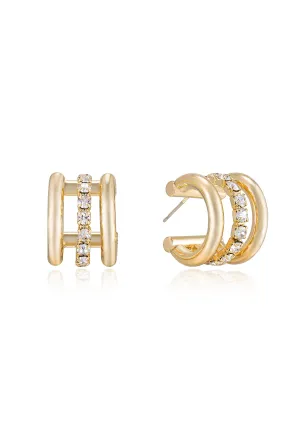 Thick Crystal Accent Huggie Earrings