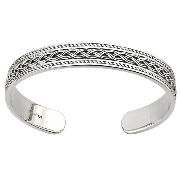 Thick Knotwork Bangle - Silver or Silver w/ 10k Gold