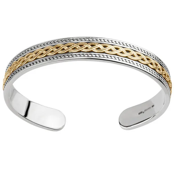 Thick Knotwork Bangle - Silver or Silver w/ 10k Gold