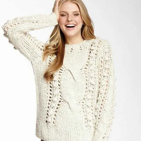 Thick Soft Cable Knot Sweater - Cream