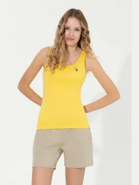 USPA Women T-Shirt Round Neck Sleeveless Light Yellow VR004 USTSW026