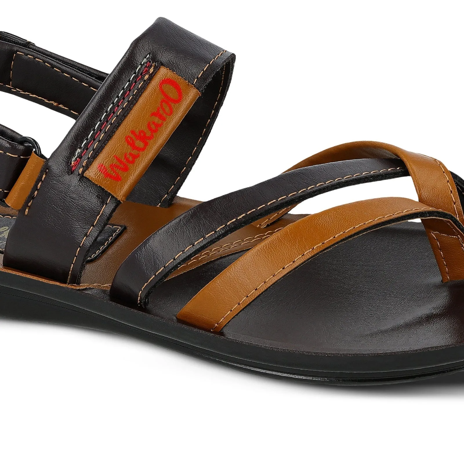 Walkaroo Men Strappy Slide Sandals  - W5767 Brown