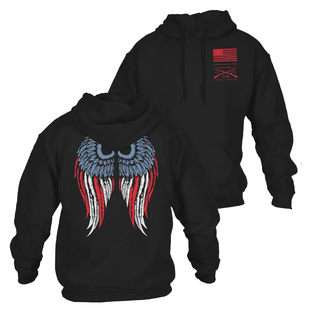 Women's Freedom Angel Hoodie - Black