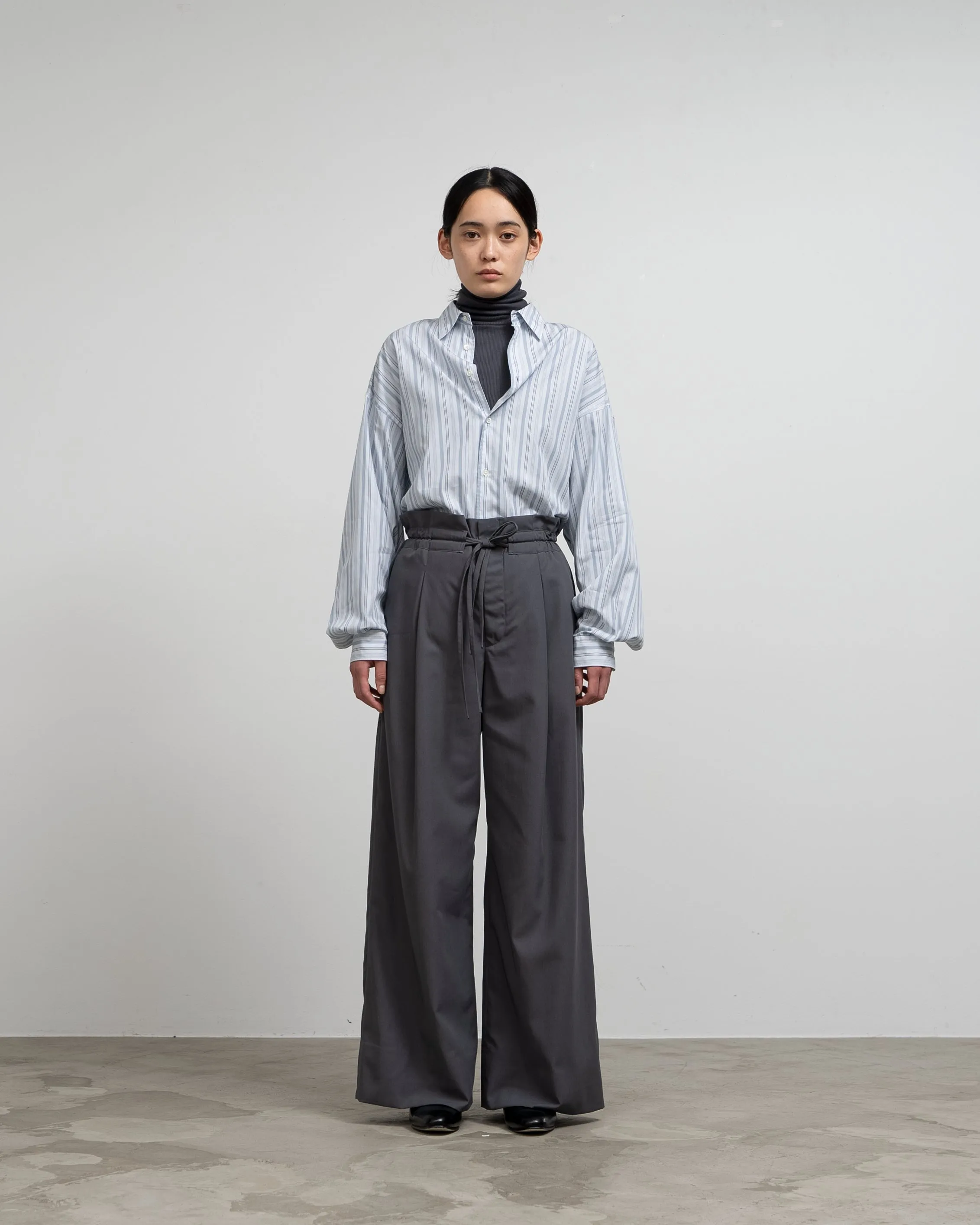 Wooly Cotton Twill Drawstring Wide Pants